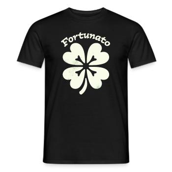 Fortunato Emblem Distressed Four-Leaf - Men's T-Shirt - black - Front - AI Model Male 178 light (178cm)