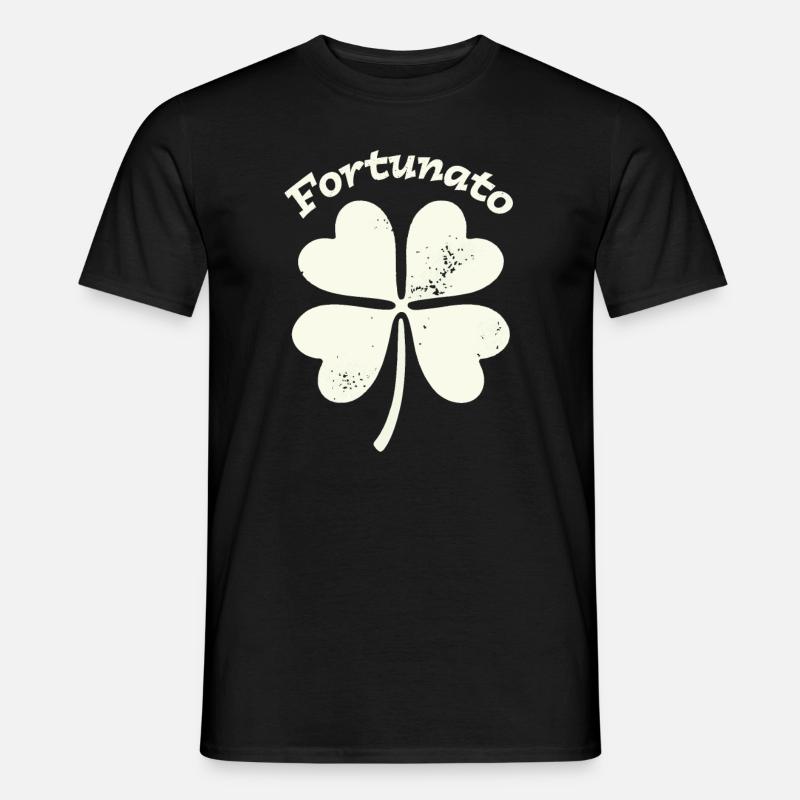Fortunato Emblem Distressed Vierblatt - Männer T-Shirt - Schwarz
