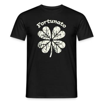 Fortunato Emblem Distressed Four-Leaf - Men's T-Shirt - black - Front - AI Model Male 178 light (178cm)