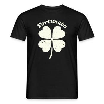 Fortunato Emblem Distressed Four-Leaf - Men's T-Shirt - black - Front - AI Model Male 178 light (178cm)
