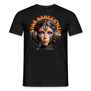 STAR BANGER MIX - Cool Princess with Headphones! - Men's T-Shirt - black - Front - AI Model Male 178 light (178cm)