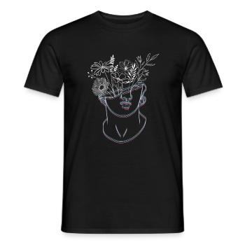 Kopf mit Blumen - Männer T-Shirt - Schwarz - Vorne - AI Model Male 178 light (178cm)