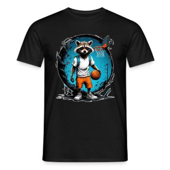 Ballon de basket-ball raton laveur - T-shirt homme - noir - Devant - AI Model Male 178 light (178cm)