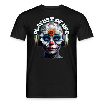 PLAYLIST OF LIFE – Cool Creature with Headphones! - Men's T-Shirt - black - Front - AI Model Male 178 light (178cm)