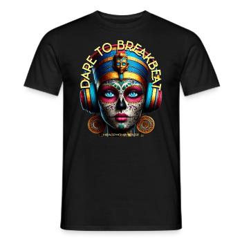 DARE TO BREAKBEAT - Cool Princess with Headphones! - Men's T-Shirt - black - Front - AI Model Male 178 light (178cm)