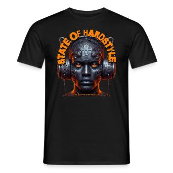 STATE OF HARDSTYLE - Cool Dude with Headphones! - Men's T-Shirt - black - Front - AI Model Male 178 light (178cm)