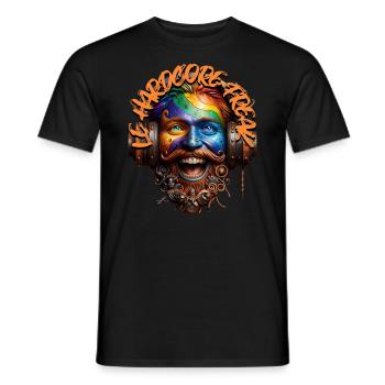 LE HARDCORE FREAK - Cool Dude with Headphones! - Men's T-Shirt - black - Front - AI Model Male 178 light (178cm)