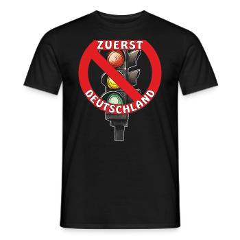 FEU TRICOLORE D’ABORD ALLEMAGNE - T-shirt homme - noir - Devant - AI Model Male 178 light (178cm)