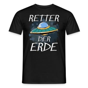 UFO RETTER DER ERDE - Männer T-Shirt - Schwarz - Vorne - AI Model Male 178 light (178cm)