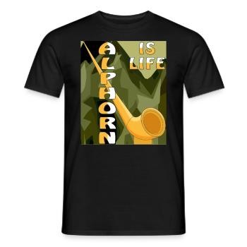 ALPHORN IS LIFE - Männer T-Shirt - Schwarz - Vorne - AI Model Male 178 light (178cm)