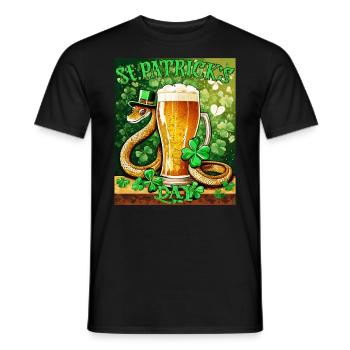 JOUR DE LA SAINT-PATRICK SERPENT BIÈRE TRÈFLE - T-shirt homme - noir - Devant - AI Model Male 178 light (178cm)