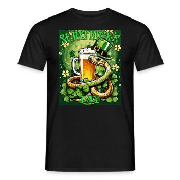 JOUR DE LA SAINT-PATRICK SERPENT BIÈRE TRÈFLE - T-shirt homme - noir - Devant - AI Model Male 178 light (178cm)
