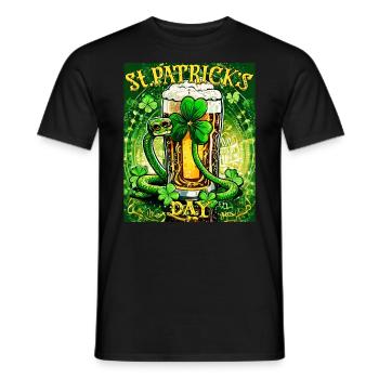 JOUR DE LA SAINT-PATRICK SERPENT BIÈRE TRÈFLE - T-shirt homme - noir - Devant - AI Model Male 178 light (178cm)