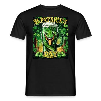 JOUR DE LA SAINT-PATRICK SERPENT BIÈRE TRÈFLE - T-shirt homme - noir - Devant - AI Model Male 178 light (178cm)