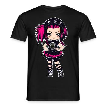 Cool Gothic Punk Girl - Men's T-Shirt - black - Front - AI Model Male 178 light (178cm)