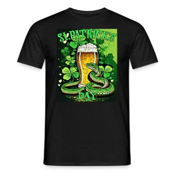 JOUR DE LA SAINT-PATRICK SERPENT BIÈRE TRÈFLE - T-shirt homme - noir - Devant - AI Model Male 178 light (178cm)