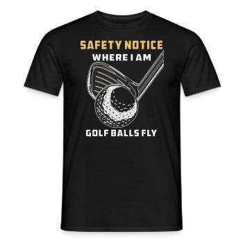 GOLF WHERE I AM, GOLF BALLS FLY - Men's T-Shirt - black - Front - AI Model Male 178 light (178cm)
