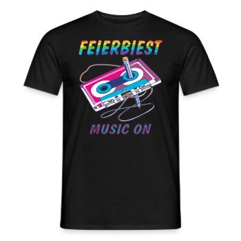 CASSETTE FEIERBIEST MUSIC ON - Men's T-Shirt - black - Front - AI Model Male 178 light (178cm)