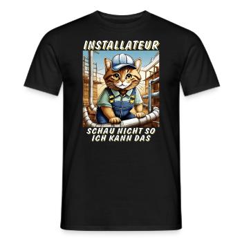 CAT INSTALLER - Men's T-Shirt - black - Front - AI Model Male 178 light (178cm)