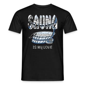SAUNA IS MY LOVE - Men's T-Shirt - black - Front - AI Model Male 178 light (178cm)