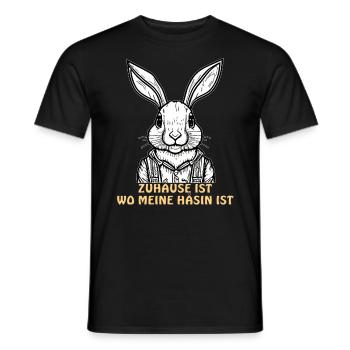 HASE ZUHAUSE HÄSIN - Männer T-Shirt - Schwarz - Vorne - AI Model Male 178 light (178cm)