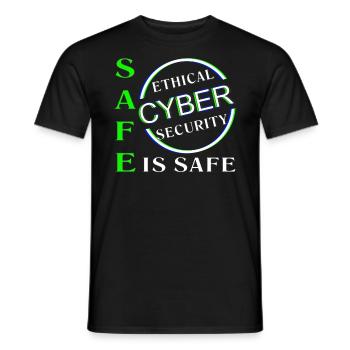 Ethical Cyber Security SAFE - Men's T-Shirt - black - Front - AI Model Male 178 light (178cm)