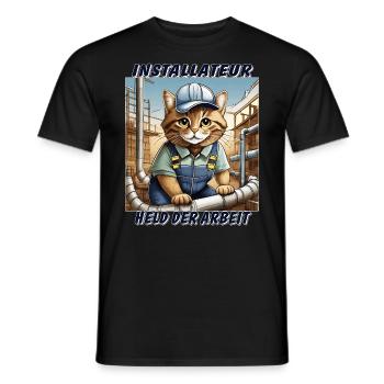 CAT INSTALLER - Men's T-Shirt - black - Front - AI Model Male 178 light (178cm)