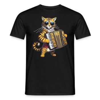 ACCORDÉON CHAT - T-shirt homme - noir - Devant - AI Model Male 178 light (178cm)