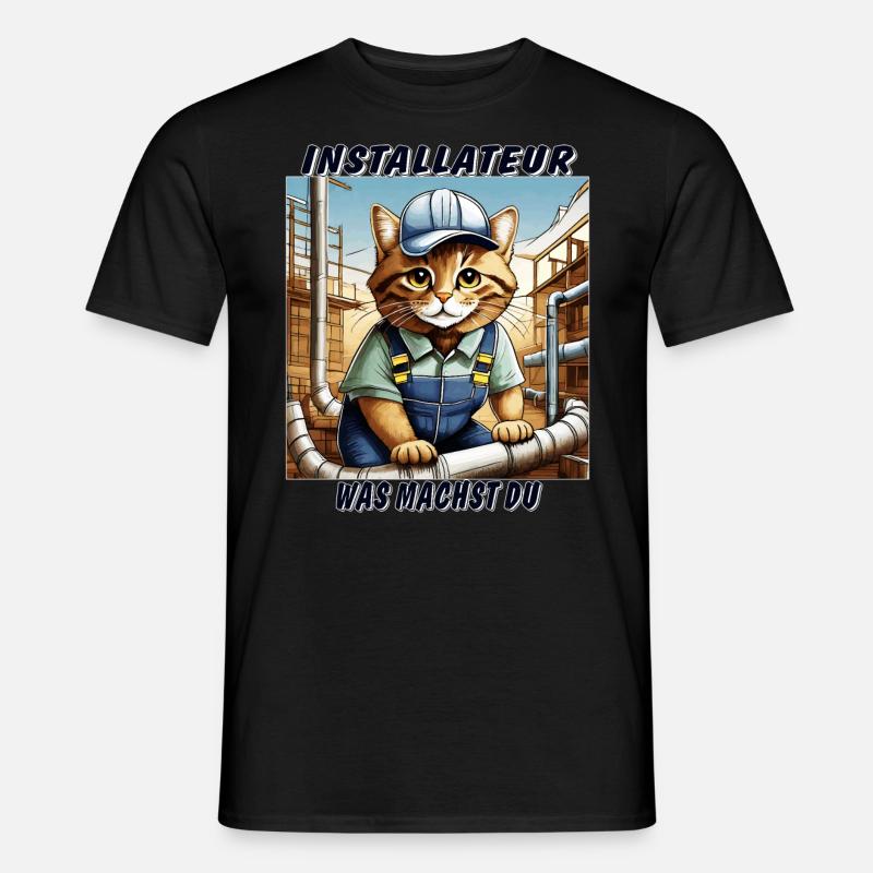 KATZE INSTALLATEUR - Männer T-Shirt - Schwarz