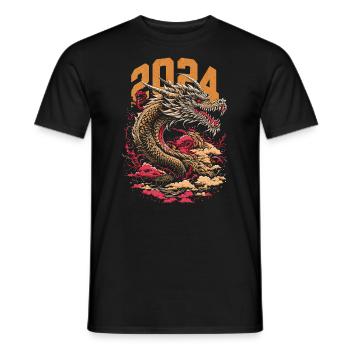 2024 - Year of the Dragon - Chinese Zodiac - Men's T-Shirt - black - Front - AI Model Male 178 light (178cm)