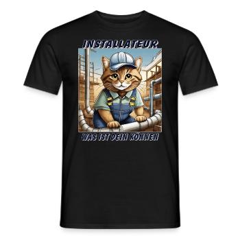 CAT INSTALLER - Men's T-Shirt - black - Front - AI Model Male 178 light (178cm)