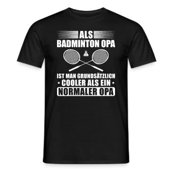 Badminton Opa Federball Vatertag Großvater - Männer T-Shirt - Schwarz - Vorne - AI Model Male 178 light (178cm)