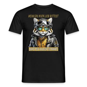 CAT LEATHER JACKET MOTORCYCLE WITH DRIVING - Men's T-Shirt - black - Front - AI Model Male 178 light (178cm)