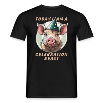 SCHWEIN TODAY I AM A CELEBRATION BEAST - Männer T-Shirt - Schwarz - Vorne - AI Model Male 178 light (178cm)