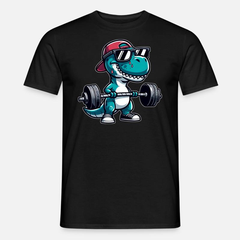 T-Rex Workout Dino Krafttraining - Männer T-Shirt - Schwarz