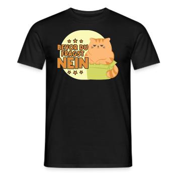 Avant de demander pas de conception de chat drôle - T-shirt homme - noir - Devant - AI Model Male 178 light (178cm)