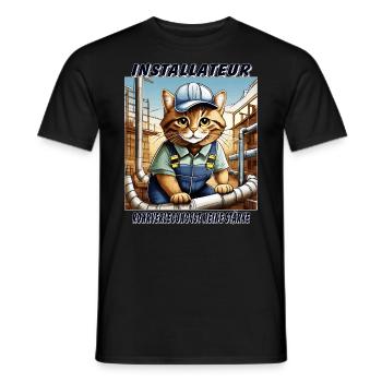 CAT INSTALLER - Men's T-Shirt - black - Front - AI Model Male 178 light (178cm)