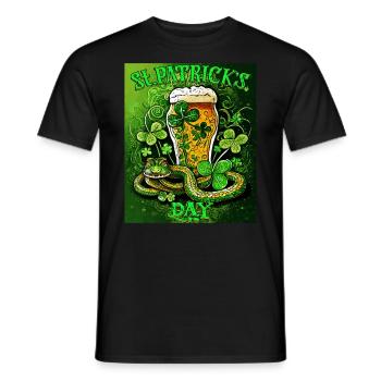 JOUR DE LA SAINT-PATRICK SERPENT BIÈRE TRÈFLE - T-shirt homme - noir - Devant - AI Model Male 178 light (178cm)