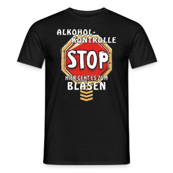 PANNEAU D’ARRÊT CONTRÔLE DE L’ALCOOL ICI VA FELLATION - T-shirt homme - noir - Devant - AI Model Male 178 light (178cm)