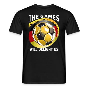 SOCCER THE GAMES WILL DELIGHT US - Men's T-Shirt - black - Front - AI Model Male 178 light (178cm)