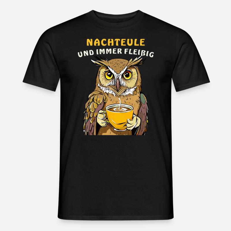 NACHTEULE UND IMMER FLEIßIG - Männer T-Shirt - Schwarz