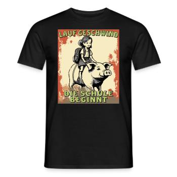 PIG GIRL SCHOOL STARTS - Men's T-Shirt - black - Front - AI Model Male 178 light (178cm)