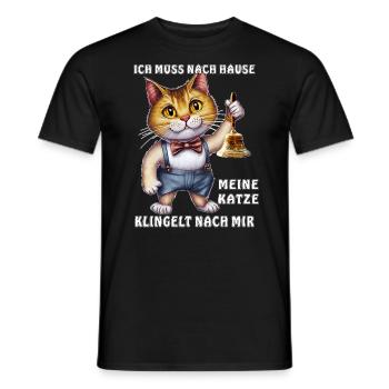 MY CAT RINGS THE BELL - Men's T-Shirt - black - Front - AI Model Male 178 light (178cm)
