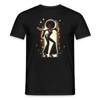 Mädchen mit Afro tanzt zu Disco Musik - Männer T-Shirt - Schwarz - Vorne - AI Model Male 178 light (178cm)