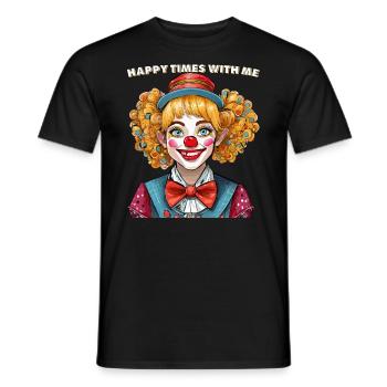 CLOWN HAPPY TIMES WITH ME - Men's T-Shirt - black - Front - AI Model Male 178 light (178cm)