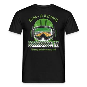 SIM RACING Là où les pixels deviennent vitesse - T-shirt homme - noir - Devant - AI Model Male 178 light (178cm)