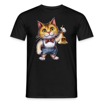 CHAT AVEC CLOCHETTE À MAIN - T-shirt homme - noir - Devant - AI Model Male 178 light (178cm)