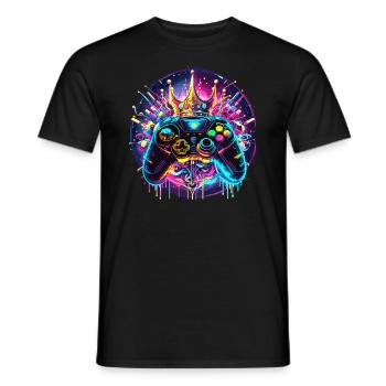 Synthwave Gamer Controller with Crown - Men's T-Shirt - black - Front - AI Model Male 178 light (178cm)