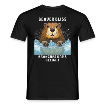 BEAVER BLISS BRANCHES DAMS DELIGHT - Männer T-Shirt - Schwarz - Vorne - AI Model Male 178 light (178cm)