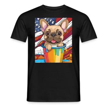 POT DE PEINTURE DRAPEAU AMÉRICAIN FRENCHIE - T-shirt homme - noir - Devant - AI Model Male 178 light (178cm)